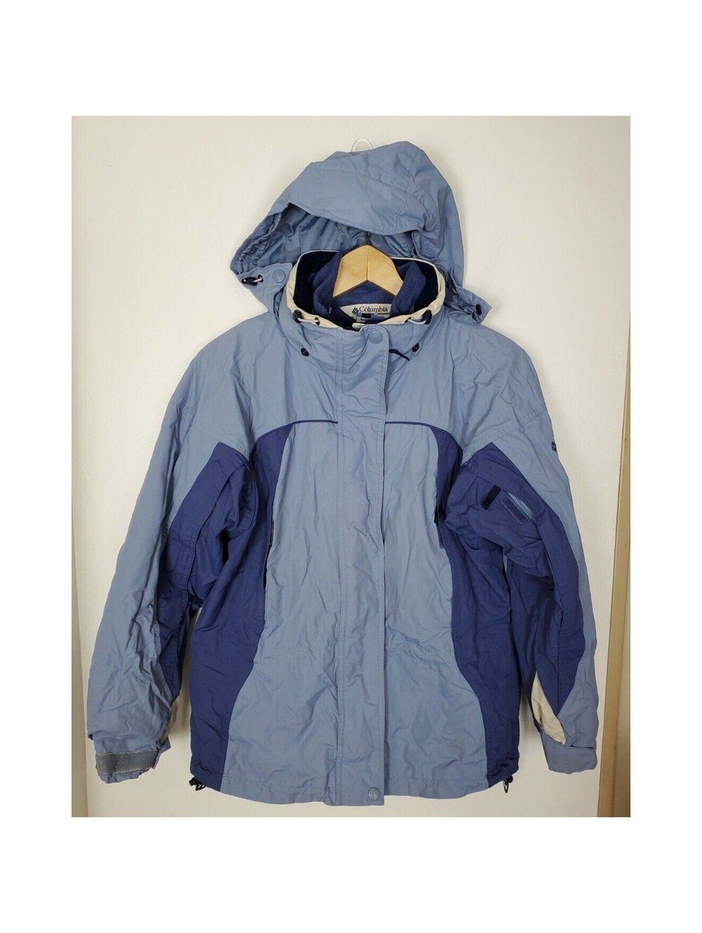 Columbia Women's Small S Blue Double Layer Winter Coat Fleece Jacket Zip